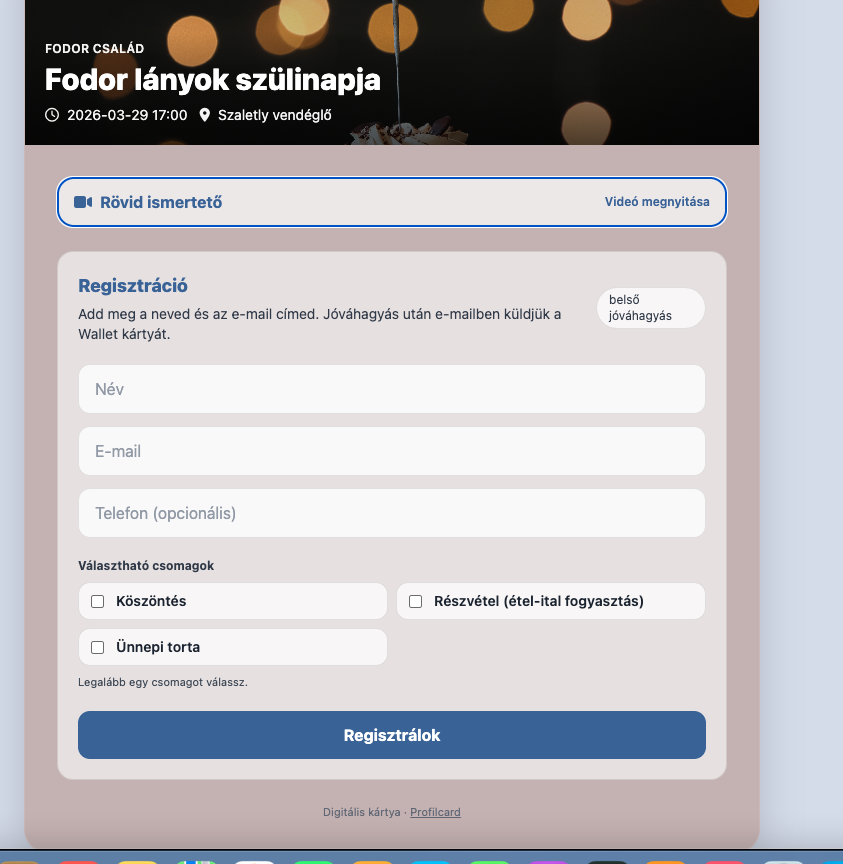 Eseményregisztráció