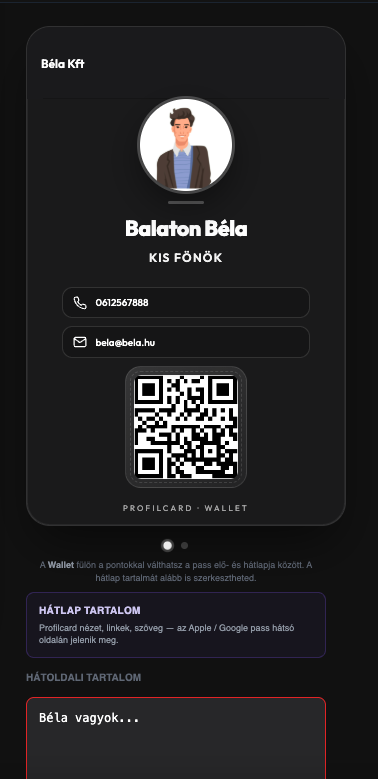Wallet előlap